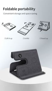 Chargeurs sans fil multifonctionnels 3 en 1 pour support de téléphone portable pliable en cuir Type C Station d'extérieur Dropshipping Trend - Product Image 4