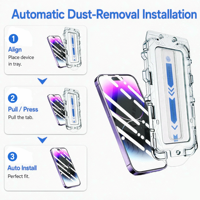 Protection d'écran en verre trempé anti-espion 9H personnalisée avec applicateur facile et anti-poussière pour iPhone 14-18, sans bulles, oléophobe