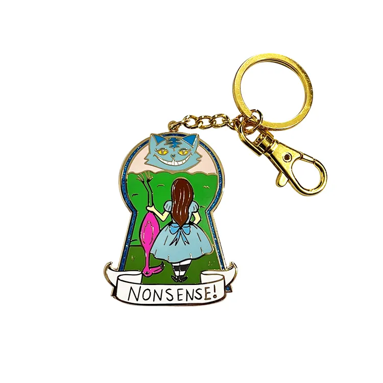 금 도금을 가진 새로운 고품질 도매 주문 단단한 사기질 금속 keychains