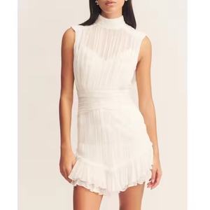 Vestido Casual Sexy de Verano para Mujer, Personalizado OEM, de Spandex/Poliéster, Color Sólido Natural, con Botones en la Espalda, Transpirable, para Uso Diario - Product Image 1