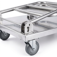 Chariot à main multifonctionnel en acier inoxydable 201 304 pour la restauration, chariot pliable pour la cuisine, chariot de livraison pour restaurant, chariot de service