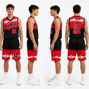 Ensemble de maillots de football unisexe rayés rouge et blanc, col en V, manches courtes, respirant, en polyester, personnalisable avec le nom de l'équipe - Product Image 5