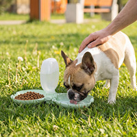 Nouveaux accessoires pour animaux de compagnie 2026 : Bouteille d'eau portable 2-en-1 de 500 ml pour chien avec gamelles et distributeurs de nourriture, idéale pour les voyages en extérieur et les promenades
