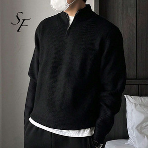 Индивидуальный высококачественный осенний и зимний вязаный кашемировый пуловер на молнии повседневный теплый и удобный свитер мужской свитер - Product Image 4