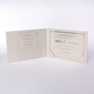 Grand livre à couverture rigide Folio Weeding Invitation Pocket Fold Livret Invitation avec carte en acrylique transparent - Product Image 3