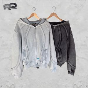 เสื้อฮู้ดซิปคุณภาพสูง ผ้าฝ้าย 100% กันยับ กันเป็นขุย แฟชั่นสตรีทแวร์สำหรับผู้ชาย ประดับลูกปัด ตัวอักษรเทอร์รี่ สำหรับฤดูหนาว - Product Image 1