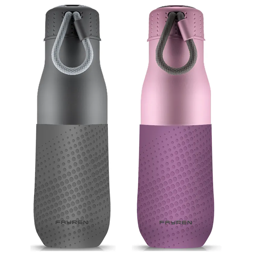 Flask Water Bottle with Silicone Sleeve And Rope 304 Stainless Steel Mug Sports Outdoor Portable Thermos Cup