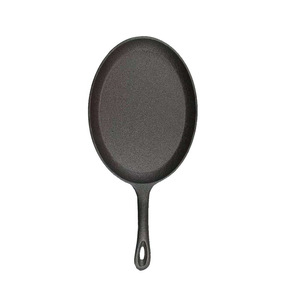 Oval Cast Iron Grill Pan With Stripes For Frying Steak And Fish Durable Heavy Duty Nonstick Cooking Surface - Product Image 2
