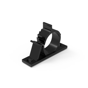 Self-Adhesive Pipe Clamp Black Plastic For Water Gas Electrical Hose Cable Fixing Mounting <b>Bracket</b> With Screws Included - Product Image 1