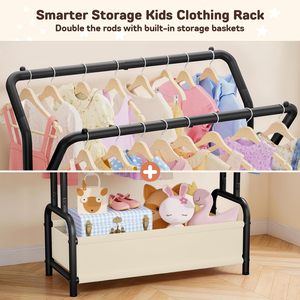 Petit portant à vêtements pour enfants, réglable en hauteur, pour <span class=keywords><strong>chambre</strong></span>, rangement ouvert pour vêtements de bébé, costumes et jouets - Product Image 3