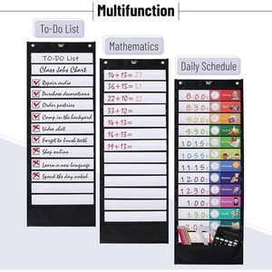 Tabla de Horarios Diarios de Bolsillo, 12.8x35 Pulgadas, 13+1 Bolsillos, Tarjetas Reutilizables, Tablero de Gestión del Tiempo en el Aula - Product Image 6