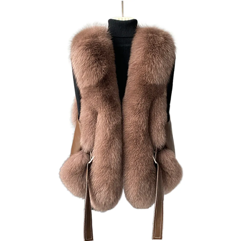 Zdfurs * Herfst En Winter Nieuw Vossenbont Vest Voor Dames Korte, Echte Wollen Jas Vest