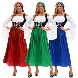 Vestido Dirndl de Oktoberfest Yi Xiaoyi para Mujer Adulta, Falda Larga, Disfraz para Fiesta, Rojo, Verde, Azul - Product Image 1