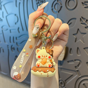QY Cute PVC Animal Keychain Soft Rubber <b>Key</b> Ring Wrist <b>Lanyard</b> Promotional Gift OEM Wholesale - Product Image 2