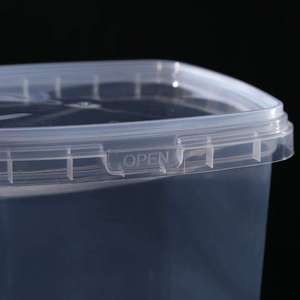 Nhà sản xuất giá rẻ vuông rõ ràng tùy chỉnh in cấp thực phẩm PP nước nhựa xô với nắp - Product Image 3