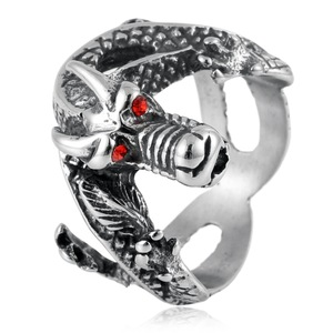 Yunnique – bague Dragon en argent pour hommes, Style Punk, yeux rouges, bijoux du zodiaque, cadeau - Product Image 1