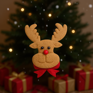 Adorno Navideño de Cabeza de Ciervo con Lazo Rojo Decorativo de 8x11mm - Product Image 2