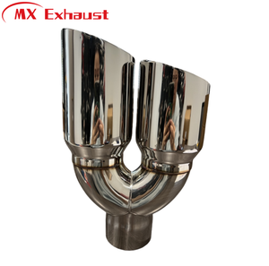 Embouts d'échappement universels en acier inoxydable 304 poli pour voiture, type Y, 63mm 76mm 3 pouces, double sortie angulaire - Product Image 2