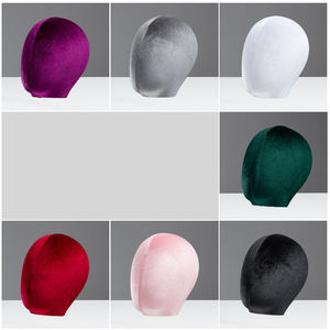 Tête de mannequin en toile de lin velours personnalisé support de chapeau casquette <span class=keywords><strong>porte</strong></span>-vitrine casquette tissu rose hommes femme tête de mannequin noire pour afficher la perruque - Product Image 2