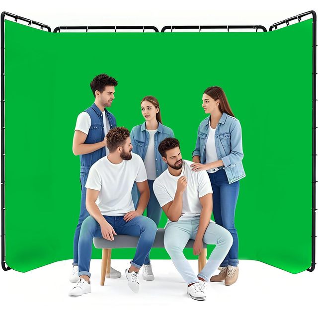 2.4M X 4M Green Screen Muslin Durable Wrinkle-Resistant Large Background Photography Backdrop Collapsible for Live Streaming