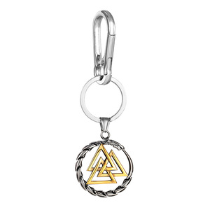 Nordic Viking Triangle Knot <b>Keychain</b> Zinc Alloy Two Tone Pendant Unisex Gift Charm - Product Image 5