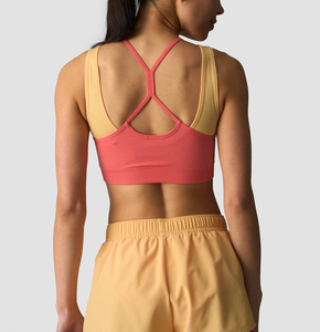 Double Layer Color <b>Block</b> Breathable Seamless Sports Bra Moisture Wicking Anti Microbial Compression Gym Tank Tops - Product Image 4