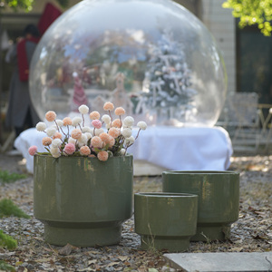 Juego de 3 macetas de cerámica con esmalte sólido de 15, 12 y 9 pulgadas de diámetro para suculentas, flores, jardín interior y exterior - Product Image 2