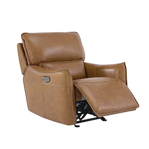 مجموعة كراسي جلد أريكة كرسي كهربائي مقطعية غرفة المعيشة تان جلد طبيعي - Product Image 5