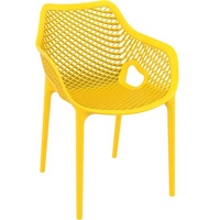 Chaise de jardin moderne noire en PP empilable avec accoudoirs pour l'extérieur, chaise de salle à manger blanche