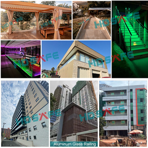 Main courante extérieure en aluminium à canal en U Rampe en verre à LED pour hôtels, centres commerciaux, balcons Barrières en verre pour balustrade, balcon Main courante - Product Image 5