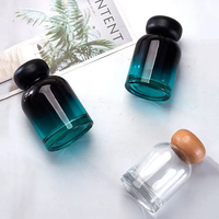 Couvercle en bois vide décoration de la maison forme ronde vert clair 100ml 150ml bouteille diffuseur en verre