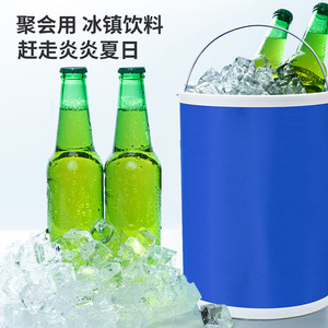 Folding Bucket 13L Blue Portable Multi Purpose Outdoor Fishing Car Wash Water Storage Bucket With Top Handle - Product Image 3