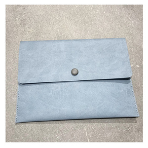 Bolsa de documentos de cuero de alta gama, bolsa de documentos para negocios, bolsa de archivos multifuncional con botón a presión, logotipo personalizable. - Product Image 5
