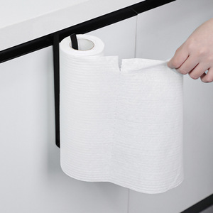 Kitchen Paper Towel Holder Wall Mounted Iron Minimalist Design Easy Installation Cabinet Storage Rack White - Product Image 3