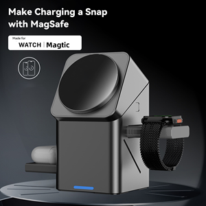 <span class=keywords><strong>3</strong></span>-in-1 ワイヤレス充電スタンド Qi2 15W MagSafe対応 iPhone 16 Pro/Apple Watch S10用 自動回転 折りたたみ式充電スタンド - Product Image 2