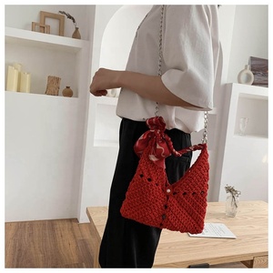 <span class=keywords><strong>Sac</strong></span> à main en laine, petit <span class=keywords><strong>sac</strong></span> à bandoulière, fermeture crochet, nœud papillon, tricot fil - Product Image 6