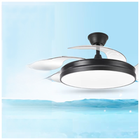 Ventilateur de plafond LED moderne noir de 42 pouces avec lumière et télécommande, 4 pales pour chambre à coucher