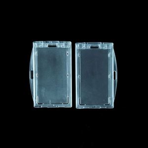 Porte-badge professionnel en plastique rigide transparent, vertical et horizontal, robuste et durable, avec extracteur de carte - Product Image 3