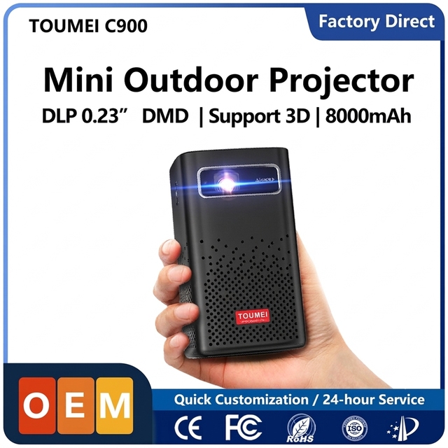 Projector Wholesale Mini DLP Projector Factory OEM Battery Powered 720P Android Pocketable Projector for OEM/ODM Service