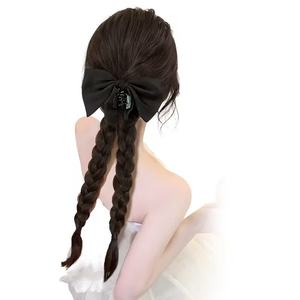 AliExpress <span class=keywords><strong>Queue</strong></span> <span class=keywords><strong>de</strong></span> <span class=keywords><strong>cheval</strong></span> <span class=keywords><strong>double</strong></span> tressée pour femme en fibre haute température, avec nœud <span class=keywords><strong>de</strong></span> style chinois, pince à cheveux - Stock en gros direct usine - Product Image 4