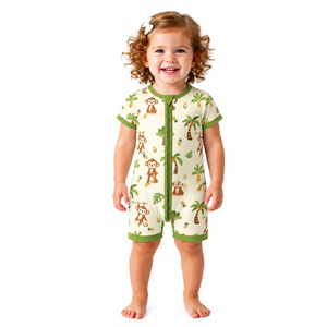 Piyama Bayi Bambu Resleting Grosir Pakaian Tidur Balita Cetak Kustom Bambu Anak Resleting YKK Romper Bayi Onesie - Product Image 4