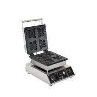 Gaufrier Électrique Commercial Papillon Antiadhésif 1.75KW 220V Chauffage Rapide Contrôle de Température 4 Gaufres par Lot