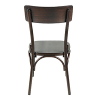 Chaise de café empilable avec structure métallique, assise et dossier en métal thermolaqué, dossier en bois courbé, pour restaurant, bistro, usage commercial, vente en gros