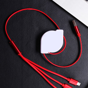 Câble de données rétractable 3 en 1 avec connecteur Type C Lightning Micro Usb, charge rapide, 1m, matériau Tpe pour téléphones mobiles - Product Image 1