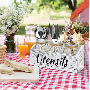 Classique Grand Rectangle En Bois Porte-Ustensiles Ferme Cuisine Comptoir Bac De Rangement avec Laque Technique Organisateur De <span class=keywords><strong>Bureau</strong></span> - Product Image 5