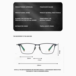 Nouvelle monture de lunettes carrée haut de gamme en titane pur importé de Saint <span class=keywords><strong>Vincent</strong></span> Valley, idéale pour les grands visages - Product Image 5