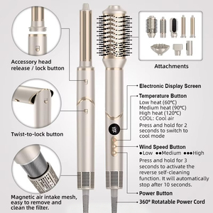 Sèche-cheveux ionique professionnel 7-en-1 à commande de température, puissant et rapide, fabriqué en usine OEM - Product Image 5