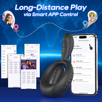 Anneau vibrant en silicone pour hommes, contrôlé par application, avec 9 modes de vibration, pour retarder l'éjaculation - Vente en gros