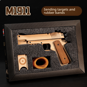 ปืนของเล่นไม้แบบยิงต่อเนื่องกลางแจ้ง ดีไซน์ <span class=keywords><strong>M1911</strong></span> ยิงเร็ว ทำมือ ของขวัญสำหรับเด็กผู้ชาย ปืนยิงหนังสติ๊ก - Product Image 5