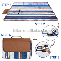 Tapis de pique-nique pliable grand format personnalisé, imperméable, écologique, léger, portable, 100 % polyester, imprimé en polaire à carreaux